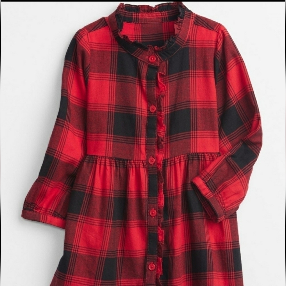 GAP Toddler Buffalo Plaid Long Sleeve Shirt Dress - Size 5